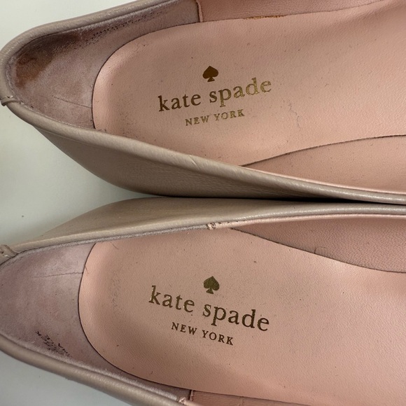 Kate Spade Phoebe Blush Pink Leather Flats with Gold Buckle Preppy Size 9.5M - Picture 8 of 16